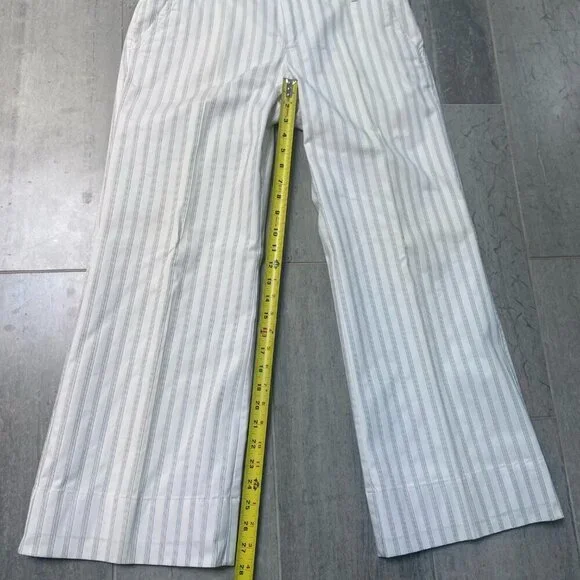 Banana Republic Striped Wide Leg Lined Trousers Dress Pants Slacks White Size 6 - Picture 7 of 10
